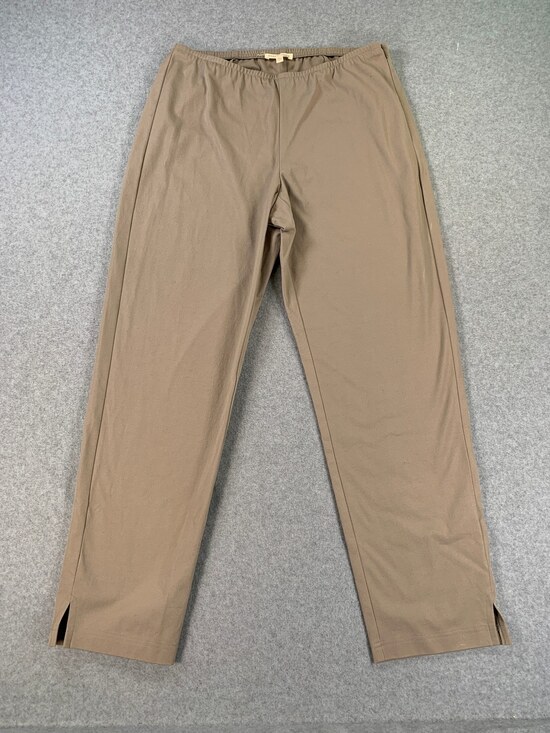 Eileen Fisher Pants - Eileen Fisher Straight-Leg Trouser Elastic Waist Taupe Women's Size Small